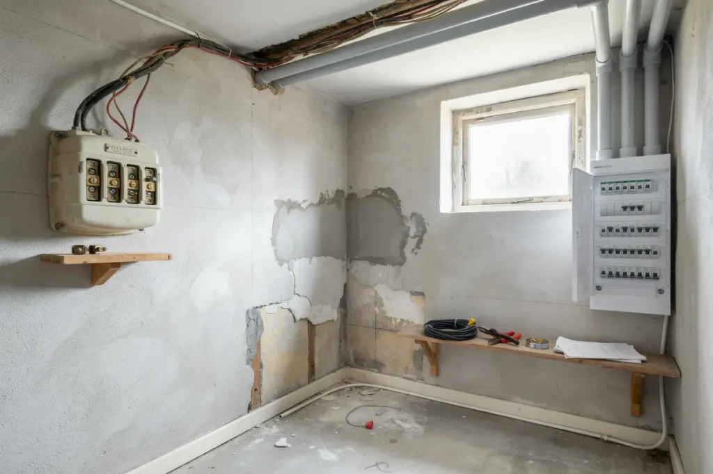 fr n proppsk p till normcentral s p verkar ett elbyte s kerhet f rs kring och framtida renoveringar